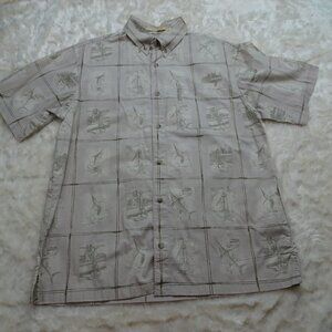 Columbia Tan Marlin Fishing Shirt Size Medium